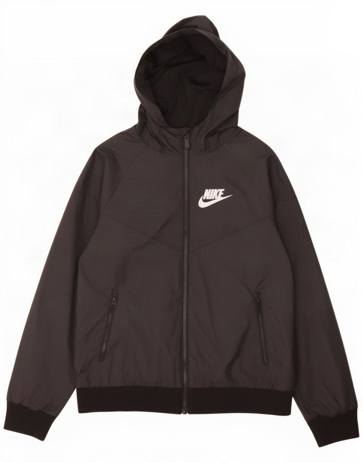 Nike Chaqueta impermeable con capucha para niños 10-11 años Mediana Negro Poliéster