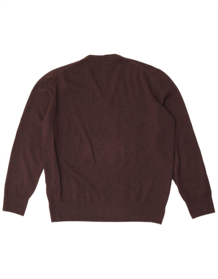 Zara Hombre Jersey Cuello Pico XL Lana Marrón