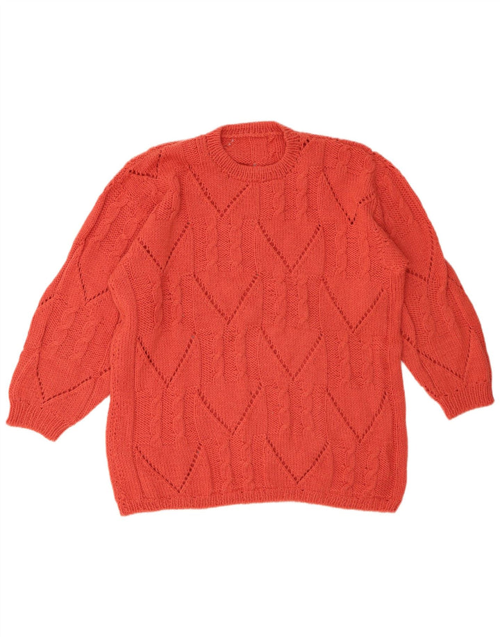 VINTAGE Suéter de cuello redondo para mujer Reino Unido 18 XL Rojo