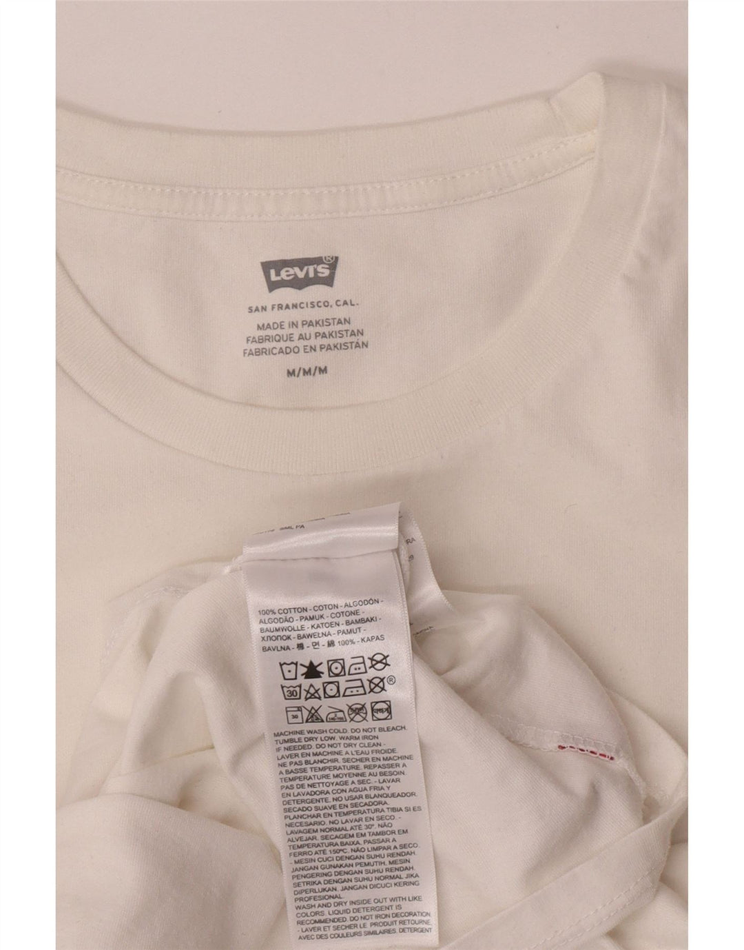 Levi's Camiseta gráfica para mujer Top UK 44 Algodón blanco mediano