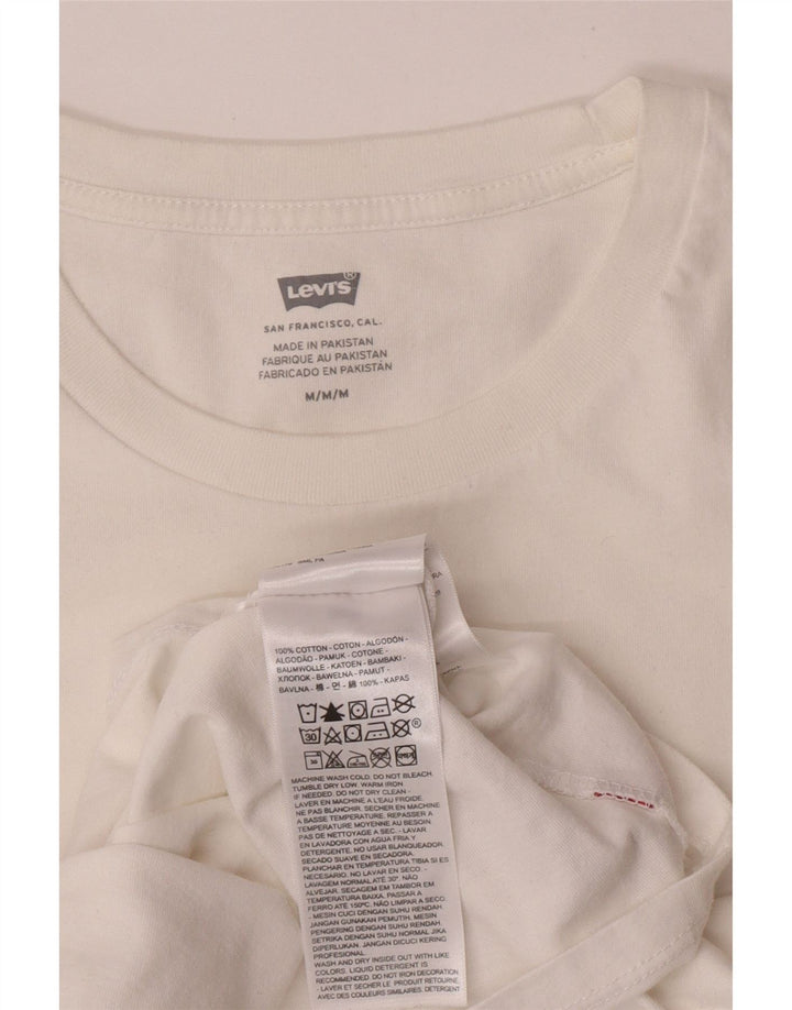 Levi's Camiseta gráfica para mujer Top UK 44 Algodón blanco mediano