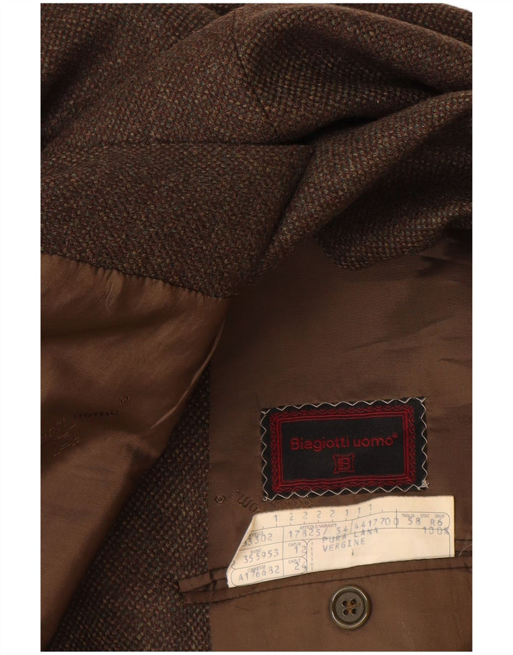 Biagiotti Uomo Chaqueta Blazer de 3 Botones para Hombre IT 58 4XL Lana Virgen Marrón