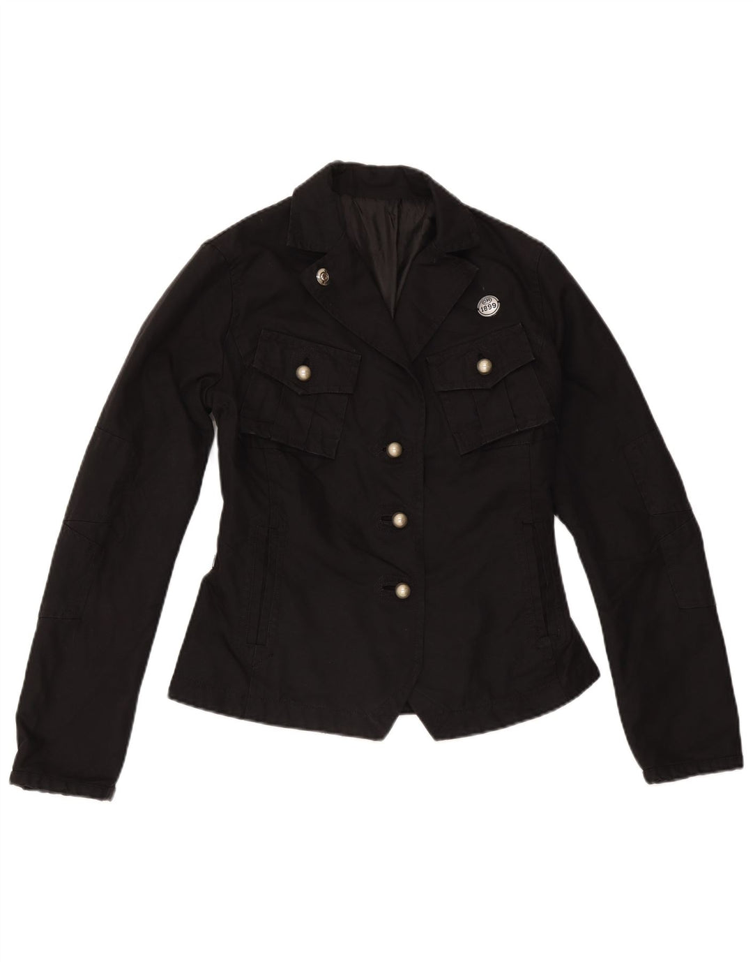 Vintage mujer chaqueta utilitaria IT 40 pequeño algodón negro
