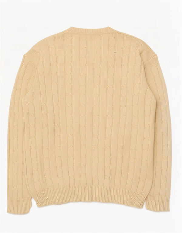 Vintage hombres Cardigan suéter XL algodón beige