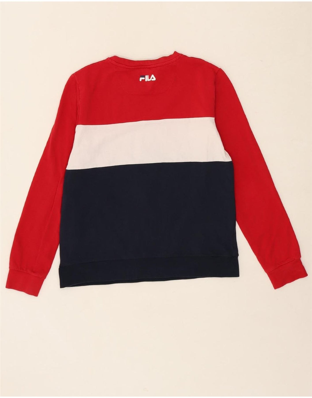 FILA Womens Sweatshirt Jumper UK 16 Large Multicoloured Colourblock Vintage Fila and Second-Hand Fila from Messina Hembry 