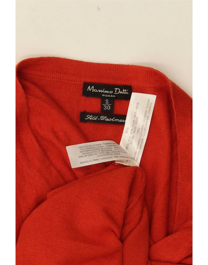 Massimo Dutti Jersey con Cuello en V para Mujer UK 10 Small Seda Naranja