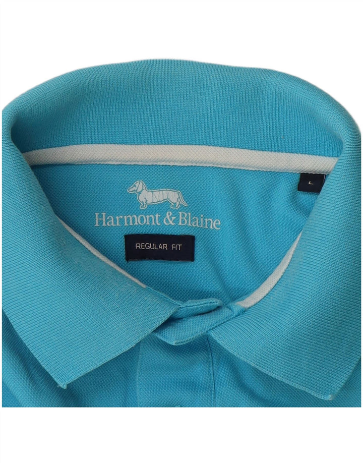 HARMONT & BLAINE Polo de corte regular para hombre de algodón azul grande