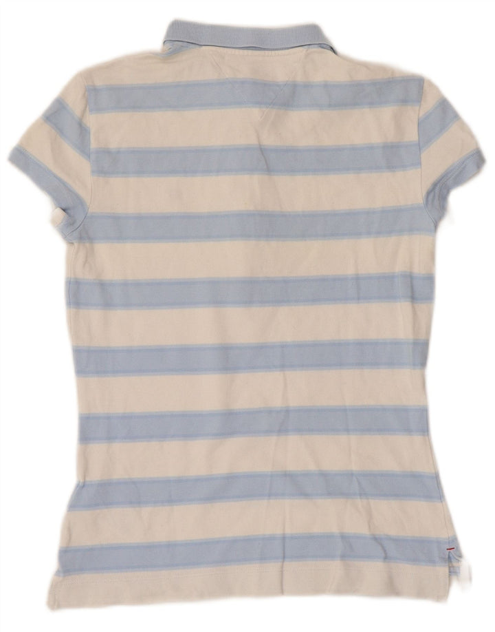 TOMMY HILFIGER Polo ajustado para mujer UK 6 XS Algodón a rayas azules
