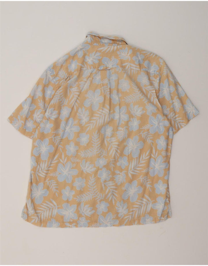 Gant Camisa Regular Fit De Manga Corta De Lino Floral Beige Grande Hombre