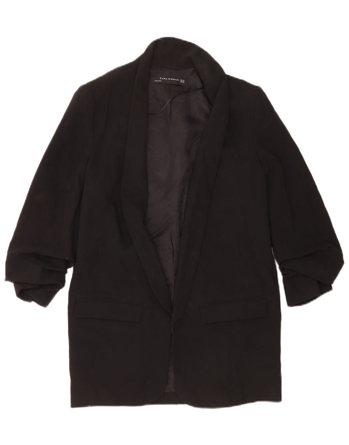 Zara Chaqueta tipo blazer abierta extragrande para mujer UK 6 XS Poliéster negro