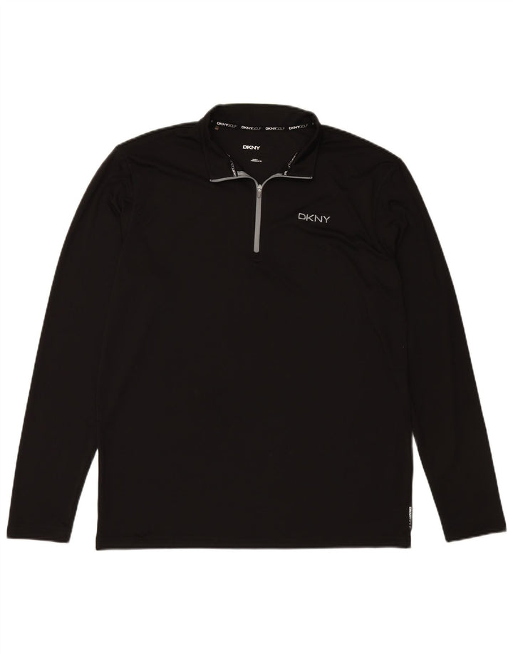 DKNY - Chándal con cremallera y cuello para hombre, talla grande, poliéster negro