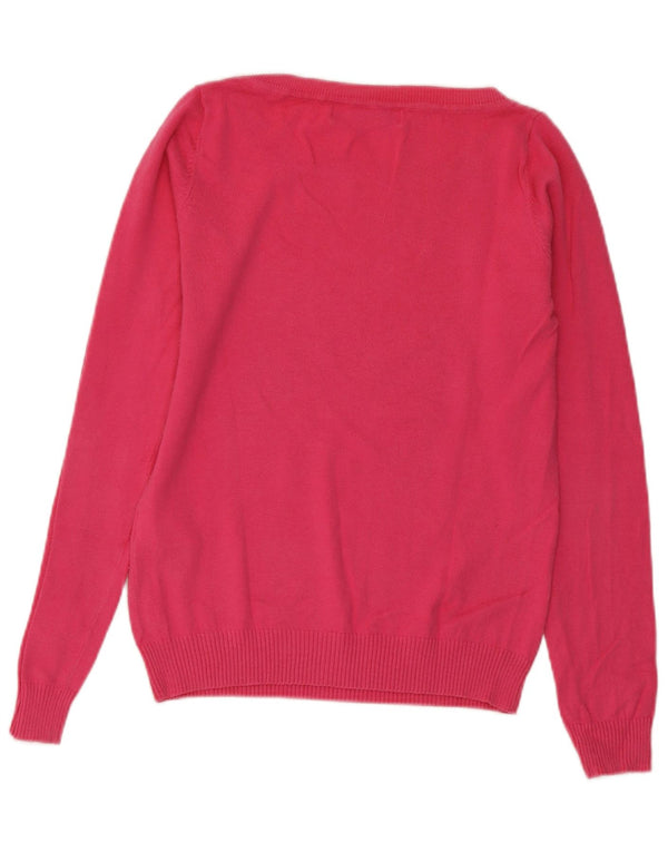 Zara Womens Boat Neck Jumper Sweater UK 12 Medium Pink Cotton