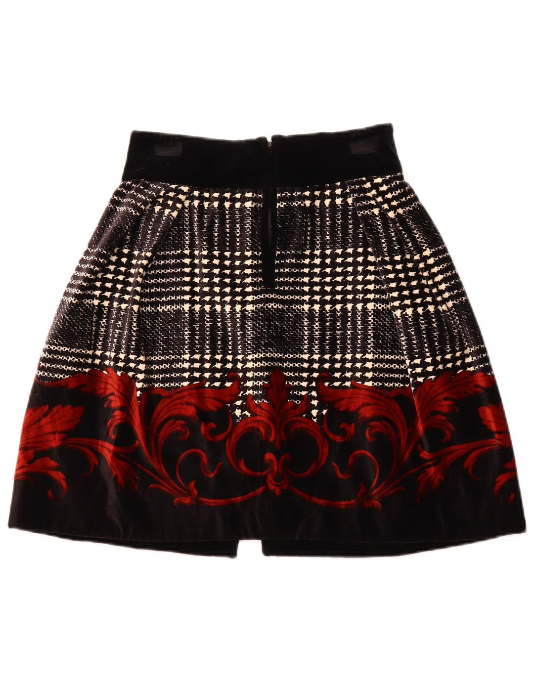 BYBLOS Falda acampanada de terciopelo para mujer IT 42 Mediana W28 Algodón floral negro