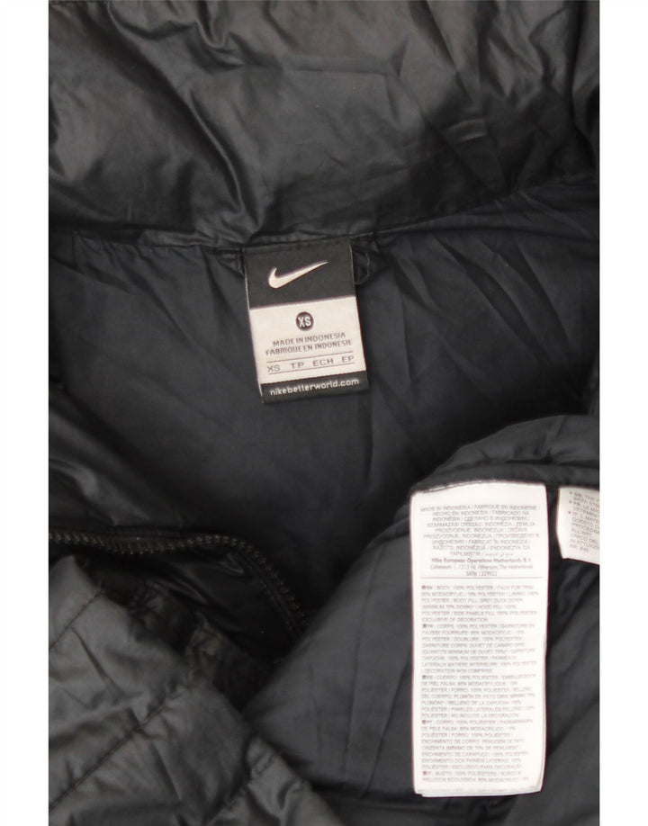 NIKE Womens Hooded Padded Coat UK 6 XS Black Polyester Vintage Nike and Second-Hand Nike from Messina Hembry 