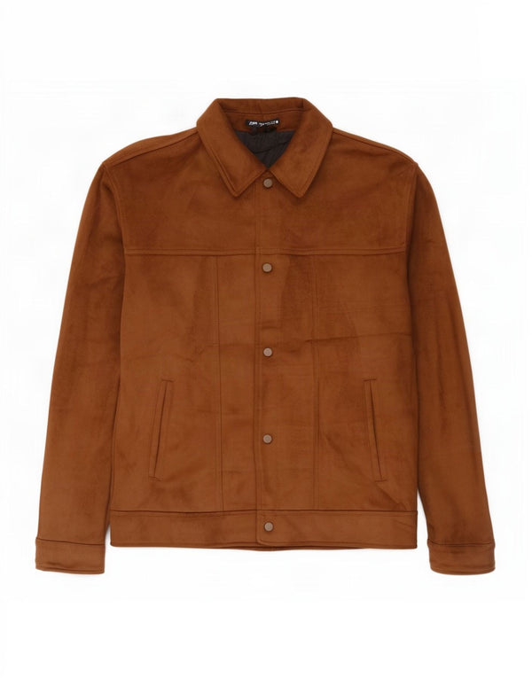 Zara Hombre Cazadora Bomber De Ante Sintético UK 42 XL Poliéster Beige