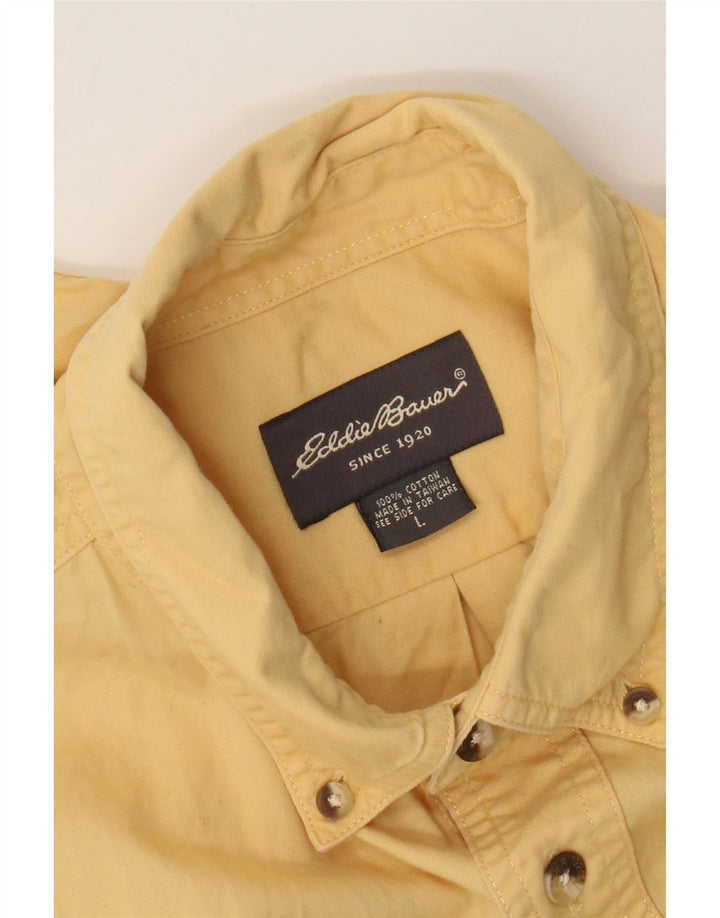 Eddie Bauer Camisa de manga corta para hombre de algodón amarillo grande