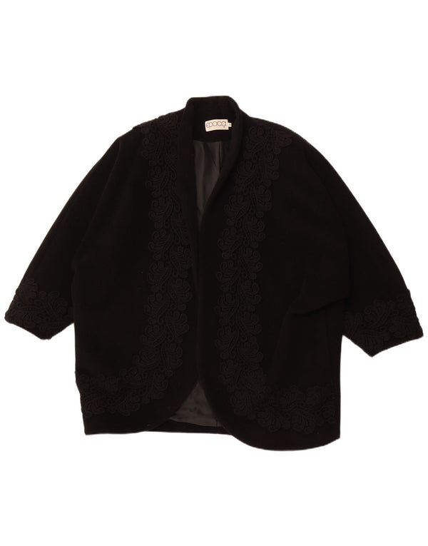 VINTAGE Chaqueta Blazer de manga 3/4 de gran tamaño para mujer IT 48 XL Negro Floral