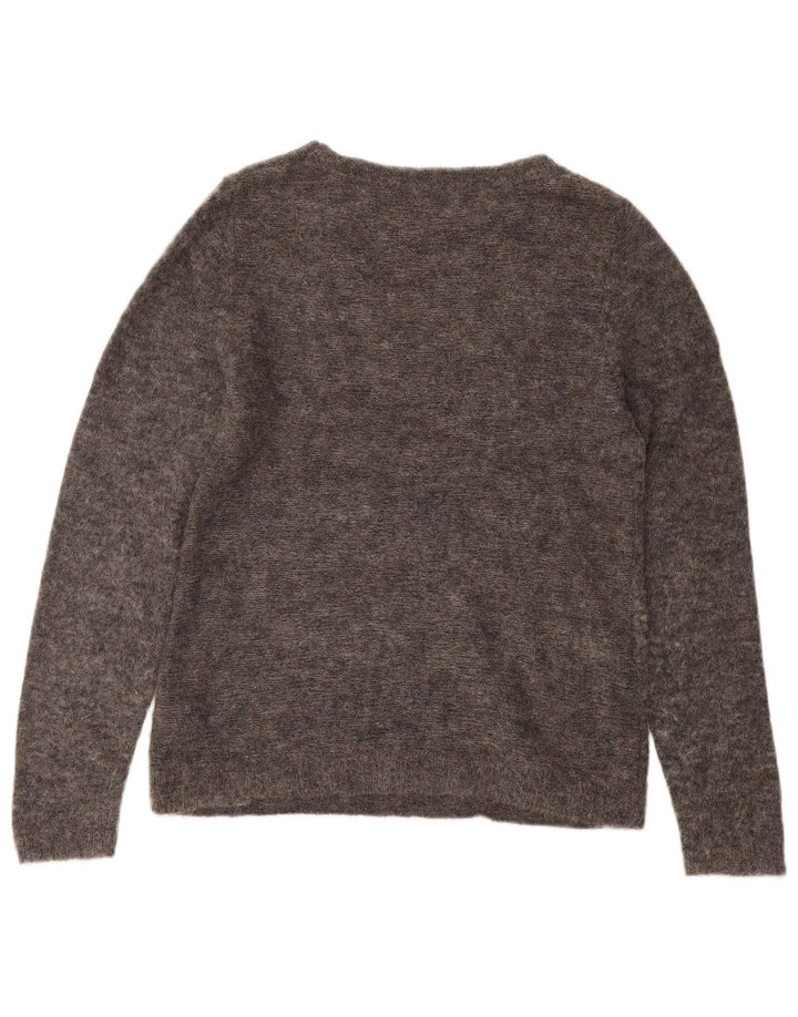 WHITE STUFF Womens Boat Neck Jumper Sweater UK 12 Medium Grey Geometric