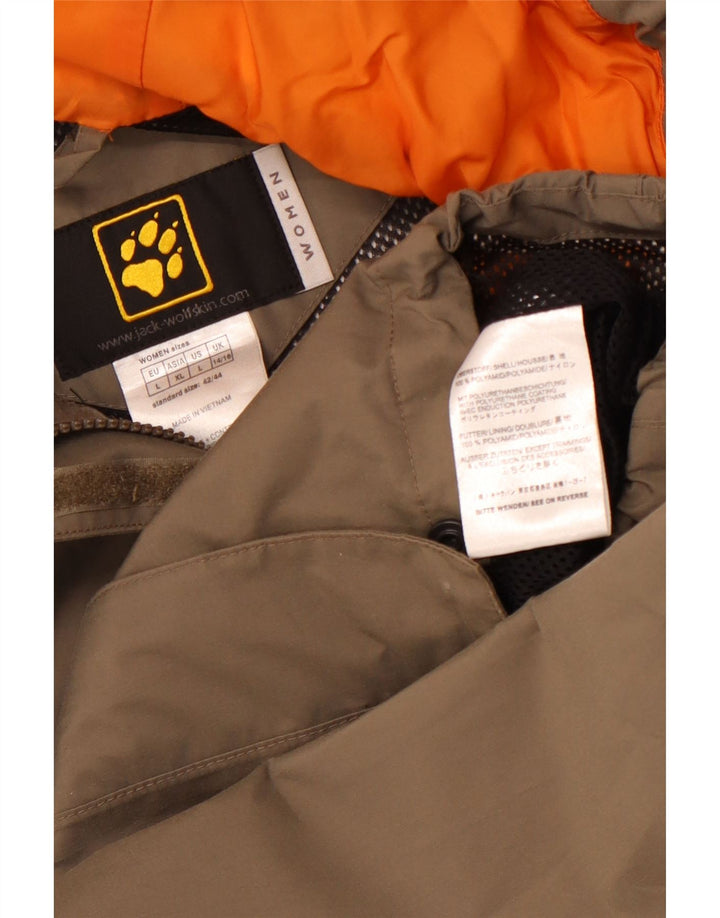 JACK WOLFSKIN Chaqueta impermeable con capucha para mujer UK 40/16 Large Beige Poliamida