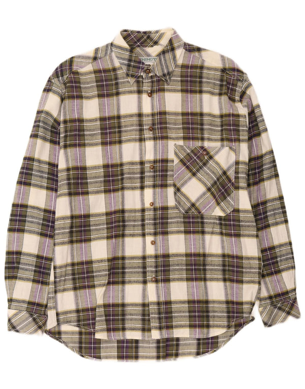 Camisa de franela vintage para hombre pequeño algodón a cuadros multicolor