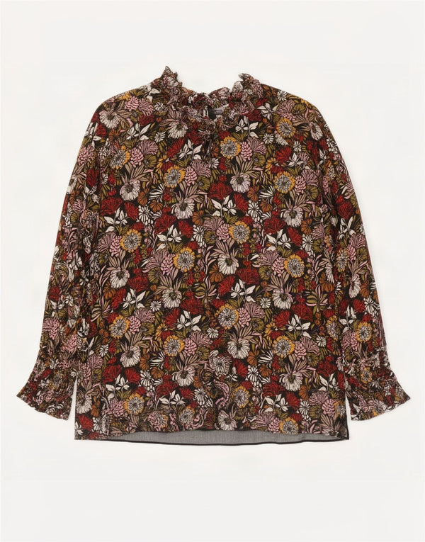 Zara Blusa de Manga Larga para Mujer Top UK 40 Small Multicolor Floral