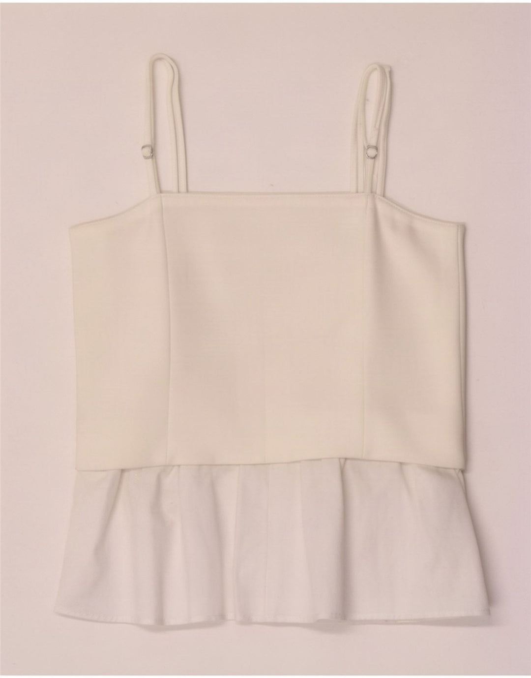 Zara Mujer Cami Top UK 40 Medio Blanco Colorblock Poliéster