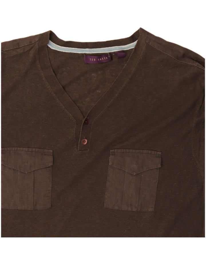 TED BAKER Camiseta para hombre Talla superior 6 2XL Algodón caqui