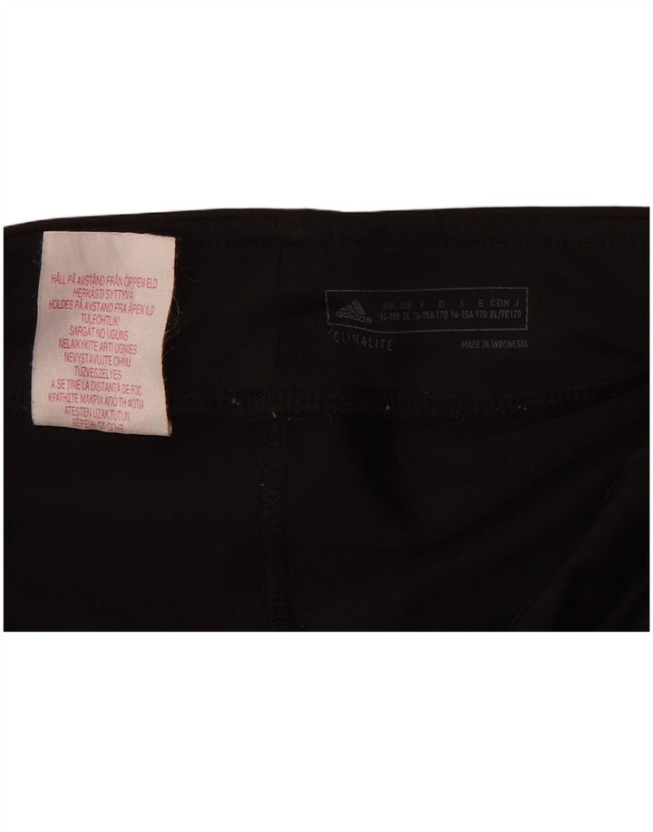 ADIDAS Girls Climalite Leggings 14-15 Years Black Polyester