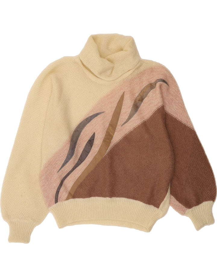 VINTAGE Womens Roll Neck Jumper Sweater IT 44 Medium Beige Classic Vintage Vintage and Second-Hand Vintage from Messina Hembry 