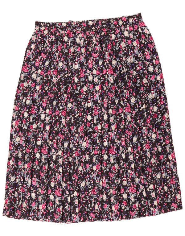 Vintage mujer falda plisada Reino Unido 16 grande W38 poliéster floral multicolor