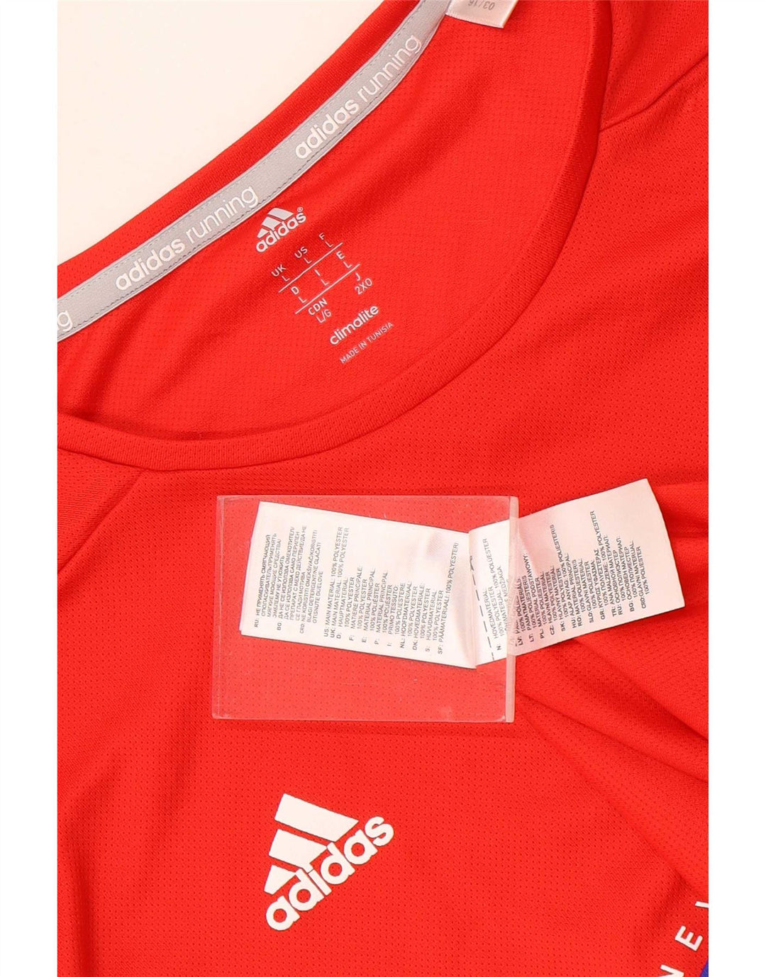 Adidas Mens Climalite Graphic Camiseta Top Grande Poliéster Rojo