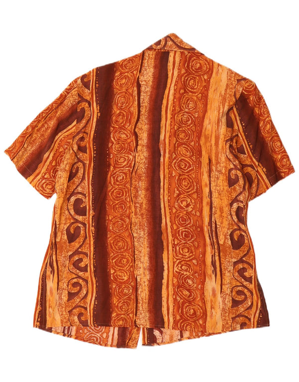 VINTAGE Camisa de manga corta para mujer IT 46 Viscosa geométrica marrón grande
