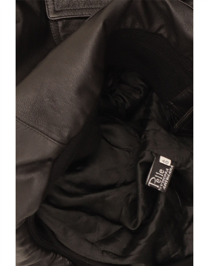 Vintage mujer suelta ajuste chaqueta de cuero IT 40 pequeño cuero negro