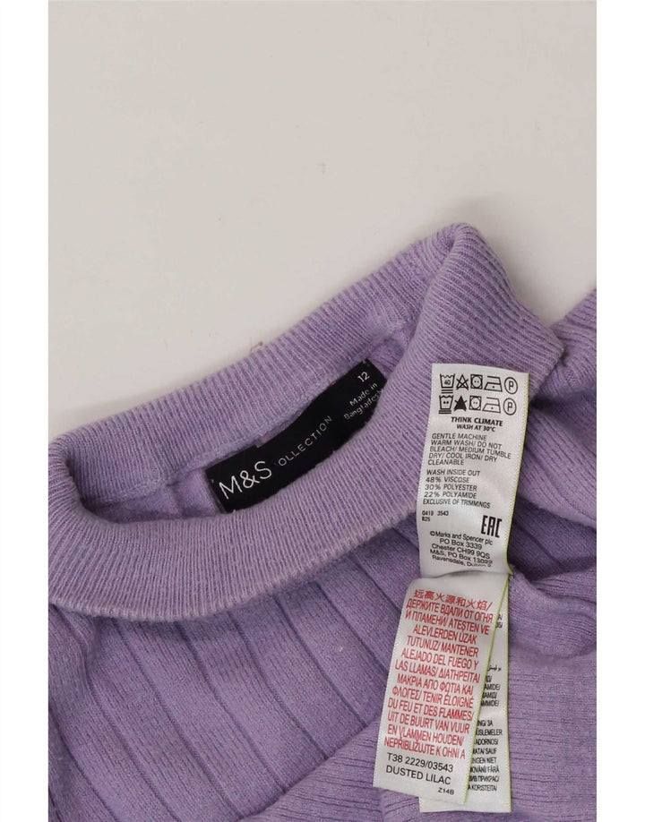 Marks & Spencer Jersey con cuello alto para mujer, talla 40, color morado mediano