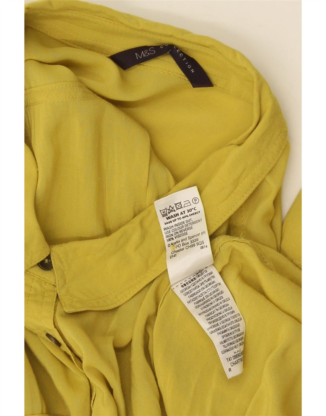Marks & Spencer Blusa para mujer UK 20 2XL Viscosa amarilla