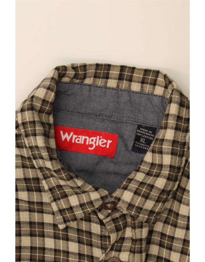Wrangler Camisa De Franela Hombre XL Algodón A Cuadros Caqui