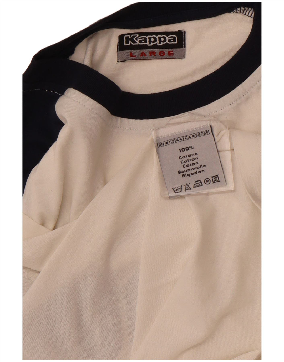 KAPPA Hombre Camiseta Sin Mangas Estampada Grande Blanco Colorblock Algodón