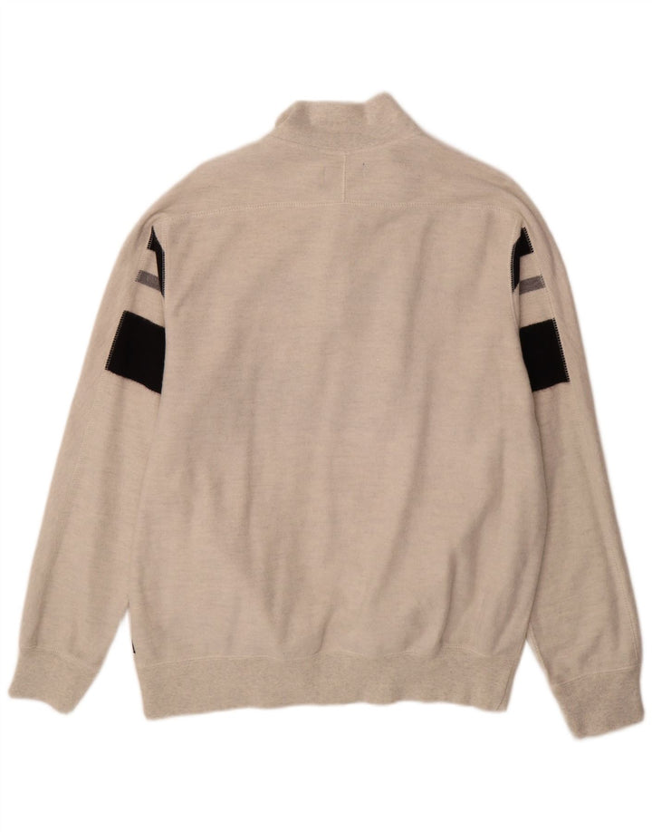Chaps Hombre Botón Cuello Sudadera Jumper XL Gris Colorblock Algodón