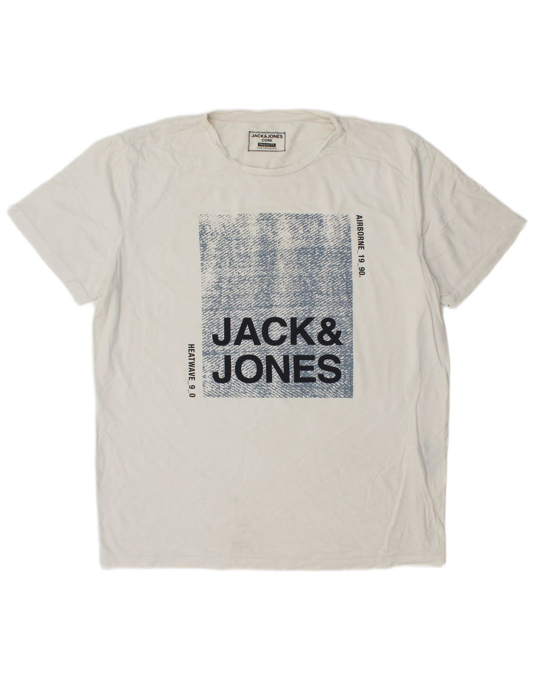 JACK & JONES Hombre Regular Fit Camiseta Gráfica Top XL Algodón Blanco