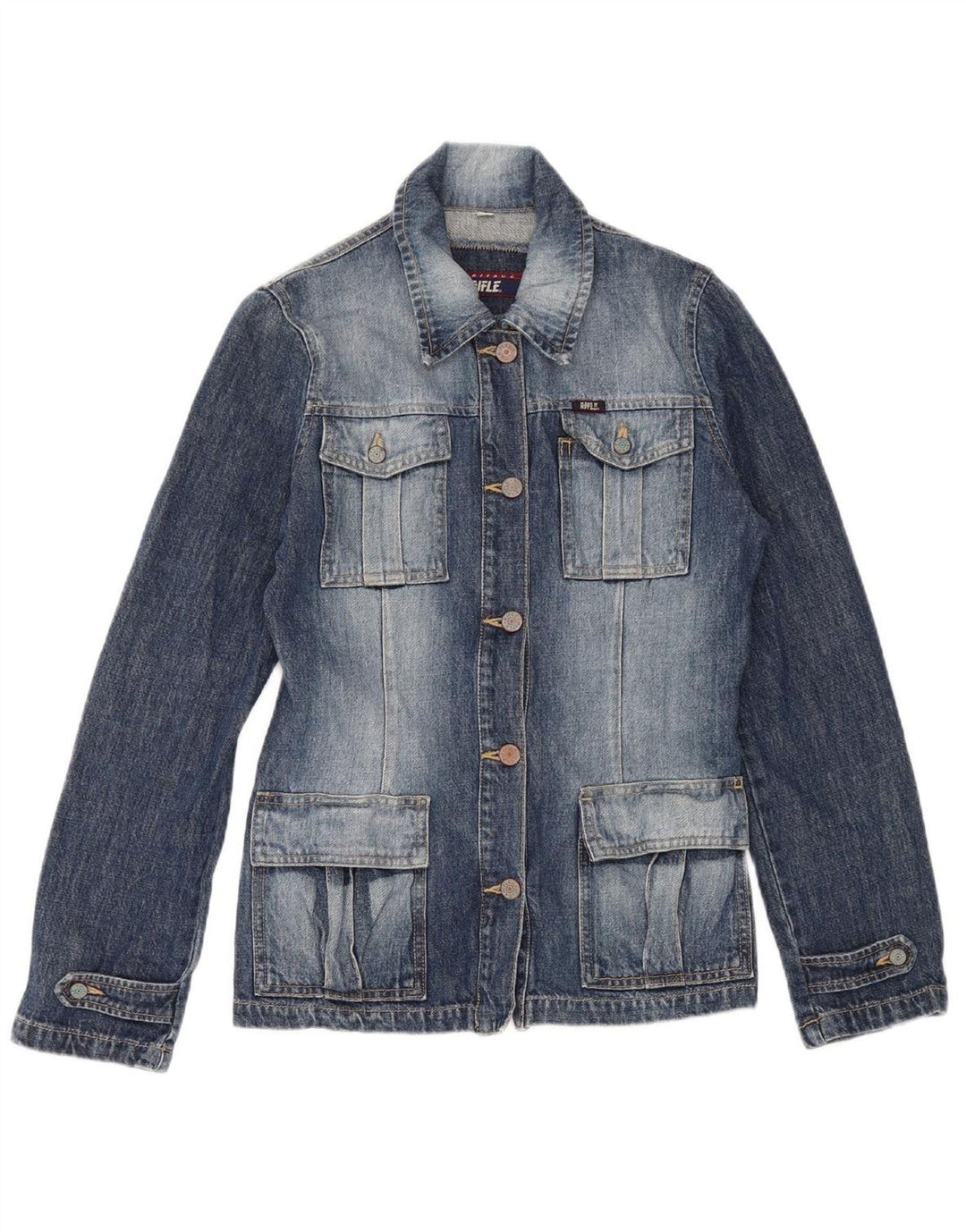 RIFLE Womens Heritage Denim Jacket UK 10 Small Blue Cotton