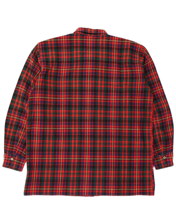 Camisa de franela vintage para hombre a cuadros rojos medianos