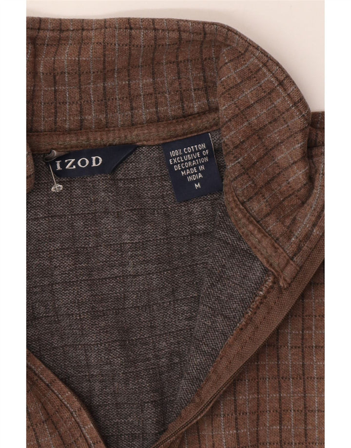 Izod Hombre Sudadera Con Cremallera Y Cuello Jersey De Algodón A Cuadros Marrón Medio