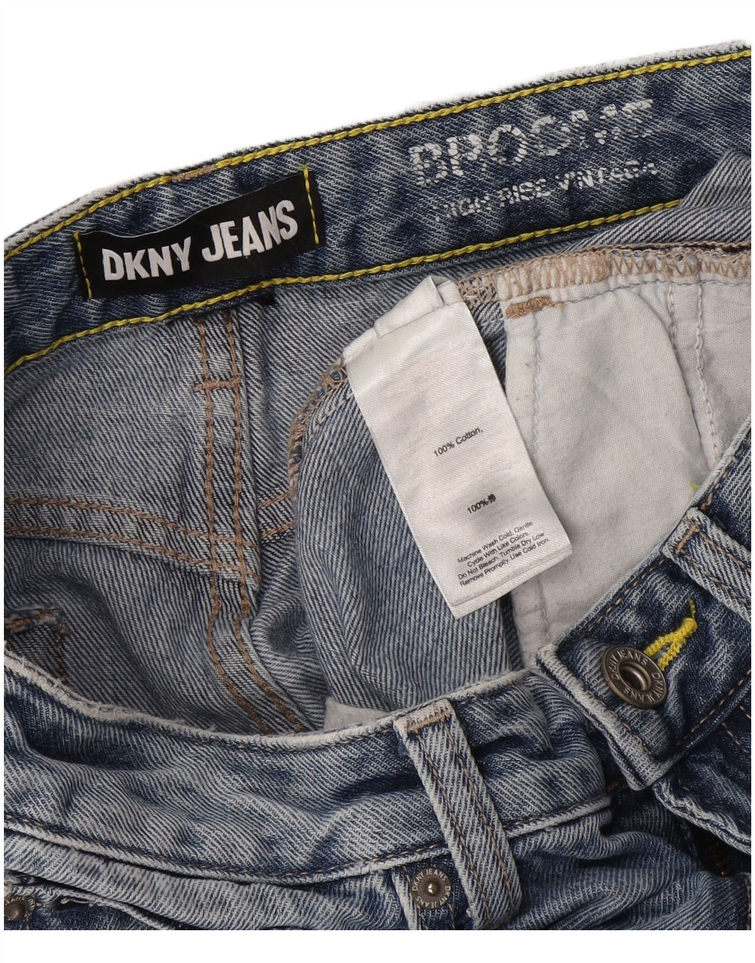 Vaqueros Cónicos De Tiro Alto Para Mujer Dkny W28 L27 Algodón Azul