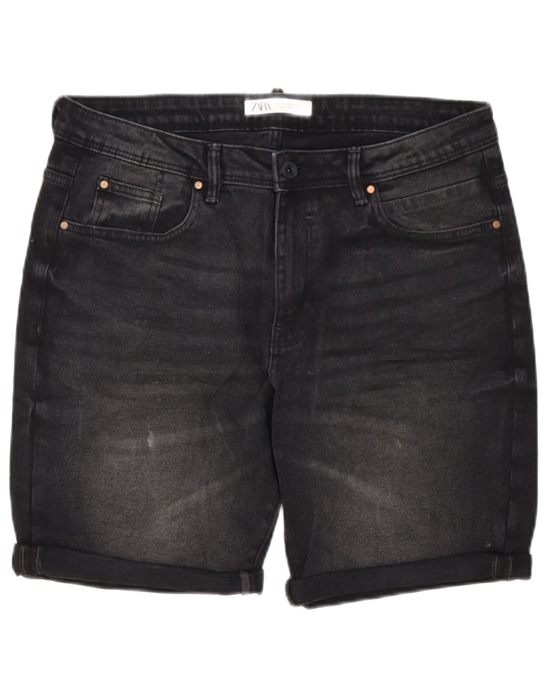 Zara Pantalones cortos de mezclilla para hombre EU 44 Large W34 Algodón negro