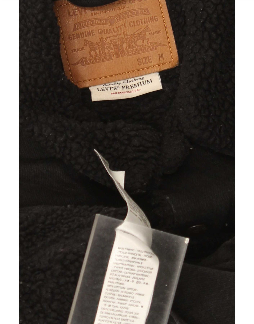 Levi's Chaqueta vaquera Sherpa para hombre UK 38 Mediana Algodón negro