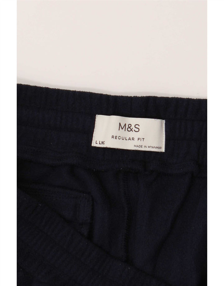 Marks & Spencer - Pantalón de chándal de forro polar para hombre, talla grande, poliéster, azul marino