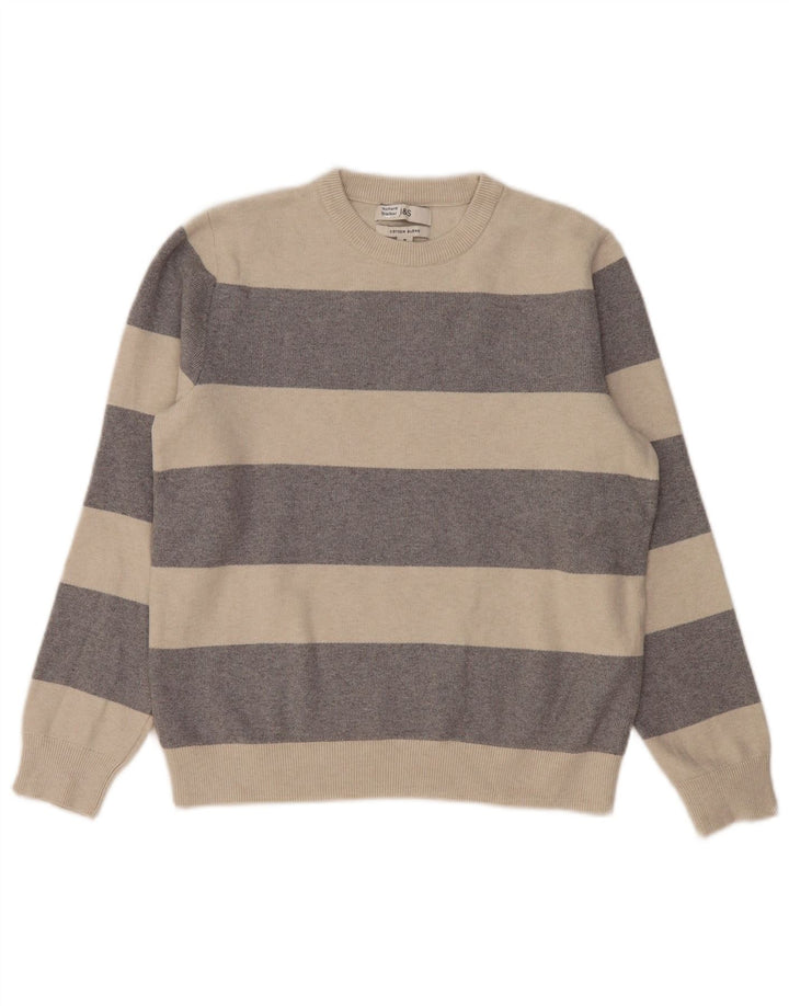 Marks & Spencer Jersey de cuello redondo para mujer UK 44 Gris medio a rayas