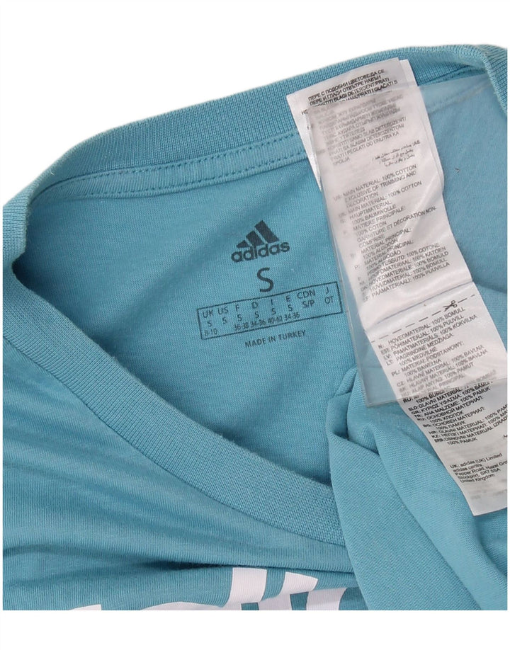 ADIDAS Camiseta gráfica para mujer Top UK 8/10 Small Blue Cotton