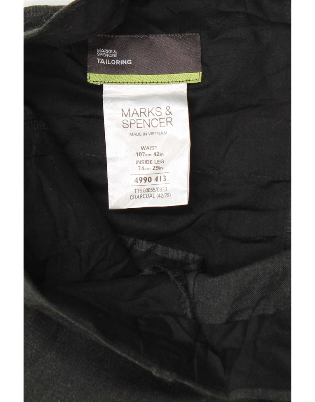 Marks & Spencer Pantalón de traje cónico para hombre W42 L29 Poliéster gris