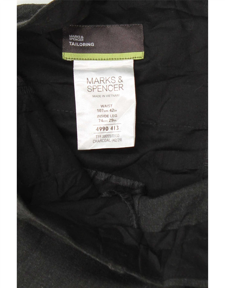 Marks & Spencer Pantalón de traje cónico para hombre W42 L29 Poliéster gris